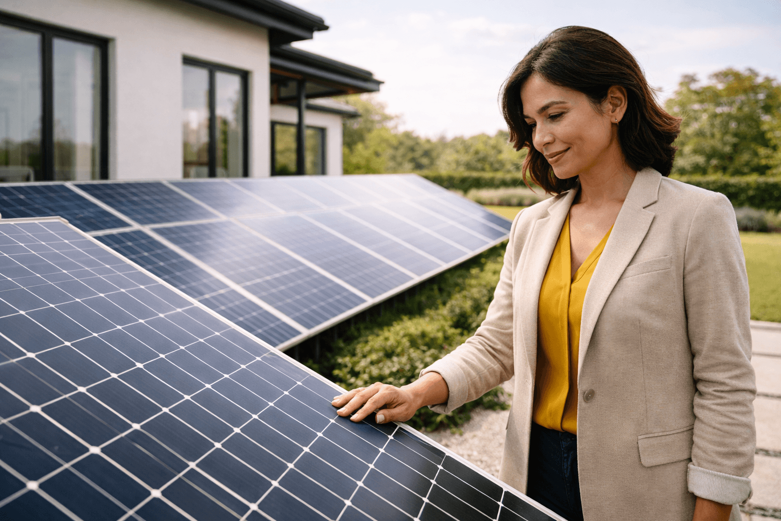 Pessoa olhando placas solares